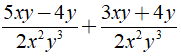 Kết quả của phép cộng 5xy-4y/2x^2y^3 + 3xy +4y/2x^2y^3 (ảnh 1)