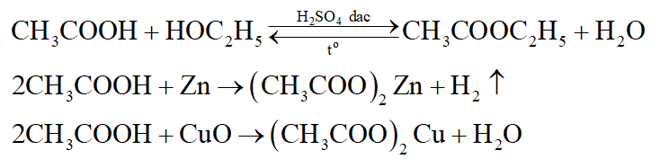 Axit axetic có thể phản ứng với dãy chất nào sau đây ở điều kiện thích hợp? (ảnh 1)