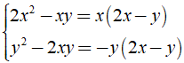 Rút gọn biểu thức y/2x^2-xy + 4x/y^2-2xy được kết quả là ? (ảnh 2)