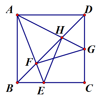 Cho hình vuông ABCD, góc xAy = 45 độ, Ax cắt BC và BD lần lượt tại E và F (ảnh 1)
