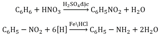 Cho chuỗi phản ứng : C6H6 → Z → anilin. Z là: (ảnh 1)