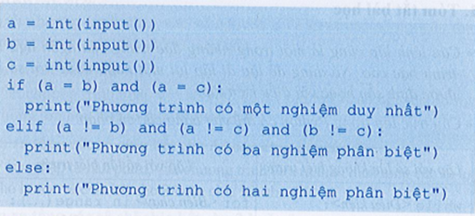 Chương trình sau đây cho nhập vào ba số nguyên a, b, c sau đó đưa ra số nghiệm  (ảnh 1)