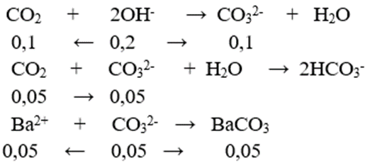 Hấp thụ hoàn toàn 3,36 lít khí CO2 (ở đktc) vào m gam dung dịch hỗn hợp chứa 0,05 mol NaOH; 0,05mol KOH; 0,05 mol Ba(OH)2. Dung dịch sau phản ứng có khối lượng ? (ảnh 1)