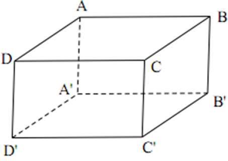 Cho hình lăng trụ đứng ABCD.A'B'C'D' có đáy ABCD là hình chữ nhật, AB = 4cm, BC = 5cm, chiều cao h = 2,5cm. Diện tích toàn phần của hình lăng trụ đứng là? (ảnh 1)