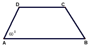 Cho hình thang cân ABCD (như hình vẽ) có góc BAD = 60 độ. Số đo của góc BCD = ? A. 50 độ B. 60 độ (ảnh 1)