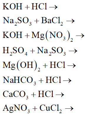 Hoàn thành các phương trình hóa học sau (biết các phản ứng được thực hiện trong dung dịch). (ảnh 1)