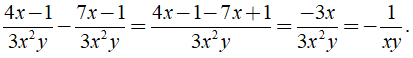 Rút gọn biểu thức 4x-1/3x^2y - 7x-1/3x^2y được kết quả là ? (ảnh 2)