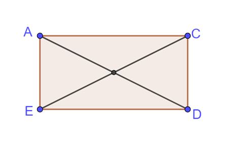 Tâm đối xứng của hình chữ nhật là: A. Hình chữ nhật không có tâm đối xứng; (ảnh 1)