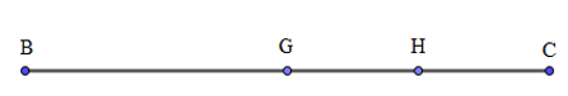 Cho đoạn thẳng BC = 32cm. Gọi G là trung điểm của đoạn thẳng BC, H là trung điểm (ảnh 1)