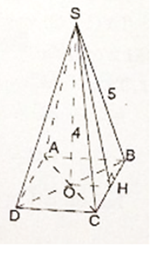 Cho hình chóp tứ giác đều có độ dài cạnh bên là 5cm, chiều cao của hình chóp là 4cm. Tính: a) Diện tích xung quanh của hình chóp b) Thể tích của hình chóp. (ảnh 1)