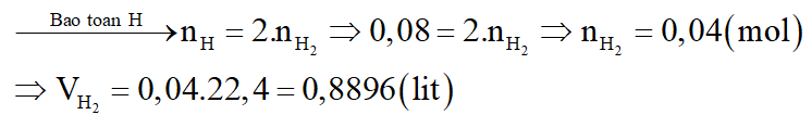 Cho 2,84 gam hỗn hợp X gồm hai ancol đơn chức A, B có công thức chung là ROH tác dụng vừa đủ với Na. Sau phản ứng thu được 4,6 gam chất rắn và bao nhiêu lít H2 (ở đktc)? (ảnh 2)