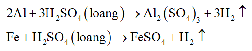 Cho dãy kim loại: Al, Cu, Fe, Ag. Số kim loại trong dãy phản ứng được với dung dịch H2SO4 loãng là: (ảnh 1)