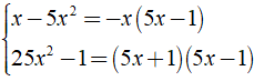Rút gọn biểu thức 1/x-5x^2 - 25x-15/25x^2-1 được kết quả là? (ảnh 2)