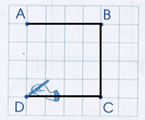 Vẽ hình vuông trên lưới ô vuông theo hướng dẫn sau: (ảnh 3)