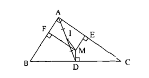 Cho tam giác ABC vuông tại A. Điểm M bất kì nằm trong tam giác có hình chiếu (ảnh 1)