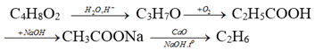 Xác định công thức cấu tạo các chất A2, A3, A4 theo sơ đồ biến hóa sau:C4H8O2 → A2 → A3 → A4 → C2H6 (ảnh 1)