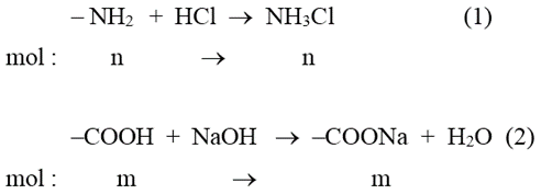 Cho 1 mol amino axit X phản ứng với dung dịch HCl (dư), thu được m1 gam muối Y. Cũng 1 mol amino axit X phản ứng với dung dịch NaOH (dư), thu được m2 gam muối Z. Biết m2 – m1 = 7,5. Công thức phân tử của X là : (ảnh 1)