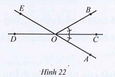 Ở Hình 22 có góc AOB = 60 độ,  tia OC là tia phân giác của góc AOB.  b) Hai góc AOD và BOD có bằng nhau hay không? (ảnh 1)