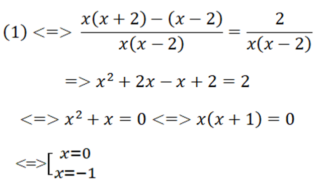 Giải phương trình sau đây  (x+2)/(x-2)-1/x=2/(x(x-2)) (ảnh 1)