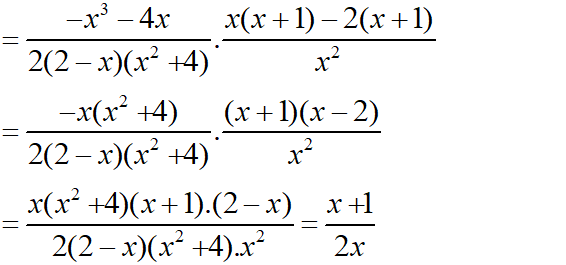 Cho biểu thức : P=(x^2-2x)/(2x^2+8-2x^2/(8-4x+2x^2-x^3) (ảnh 3)