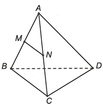 Cho tứ diện ABCD có M, N lần lượt là trung điểm của các cạnh AB, AC. Xét vị trí tương đối của MN và mp  (BCD) (ảnh 1)