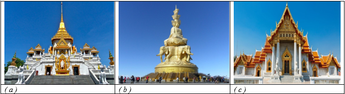 Các hình ảnh theo tại một số ngôi chùa ở Thái Lan sau đây có trục đối xứng không? Nếu có em hãy chỉ ra trục đối xứng của hình ảnh đó? (ảnh 1)