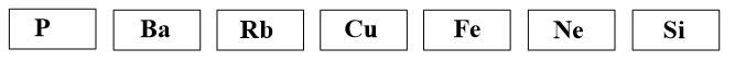 Cho các nguyên tố sau: P Ba Rb Cu Fe Ne Si Sử dụng bảng tuần hoàn, hãy cho biết trong (ảnh 1)