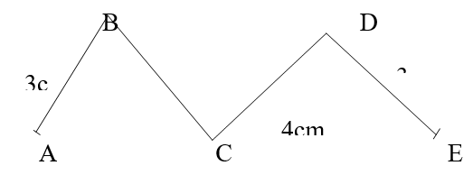 Tính độ dài đường gấp khúc ABCDE sau  :      (ảnh 1)