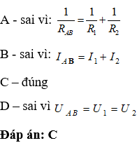 Đặt một hiệu điện thế UAB vào hai đầu đoạn mạch gồm hai điện trở R1 và R2 mắc song song Hiệu điện thế (ảnh 1)