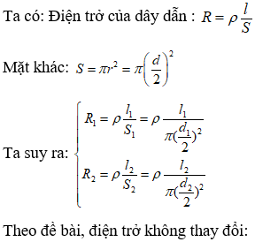 Người ta dùng dây niken làm dây nung cho một bếp điện. Nếu dùng loại với đường kính tiết diện là (ảnh 1)