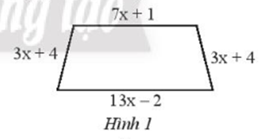 Viết biểu thức biểu thị chu vi của hình thang cân trong Hình 1. (ảnh 1)