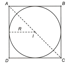 Cho hình vuông ABCD trong đó A(1,-1) , C (3,5)  . Phương trình ảnh của đường tròn nội tiếp hình vuông ABCD qua phép tịnh tiến theo vectơ (ảnh 1)