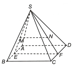 Cho hình chóp S.ABCD có đáy ABCD là hình chữ nhật. Gọi M, N theo thứ tự là trọng tâm tam giác SAB, tam giác SCD (ảnh 1)