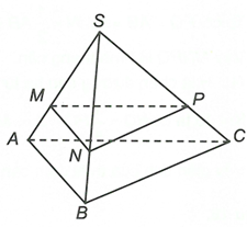 Cho hình chóp S.ABC có đáy ABC thỏa mãn AB = AC = 4, góc BAC = 30 độ. Mặt phẳng (P) song song với (ABC) cắt SA tại M sao cho  SM = 2MA. (ảnh 1)