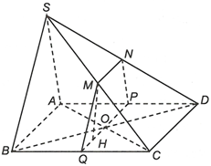 Cho hình chóp S.ABCD có đáy ABCD là hình bình hành tâm O, AB = 8, SA = SB= 6.  Gọi (P) là mặt phẳng đi qua O và song song với (SAB) (ảnh 1)