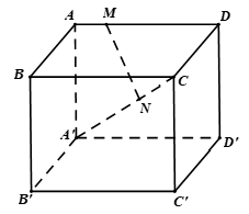Cho hình hộp  ABCDA'B'C'D',M,N là các điểm thỏa vectơ MA = -1/4vectơ MD (ảnh 1)