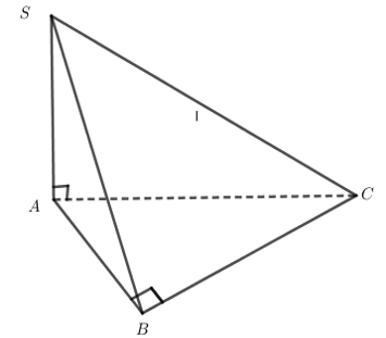 Cho hình chóp ABCD  có  SA vuông góc (ABC) và AB vuông góc với BC . Hình chóp  SABC có bao nhiêu mặt là tam giác vuông?    (ảnh 1)