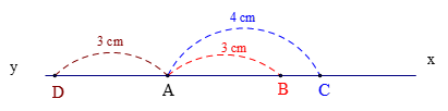 Trên tia Ax lấy hai điểm B và C sao cho AB = 3cm, AC = 4cm.  a. Tính độ dài đoạn BC. (ảnh 1)