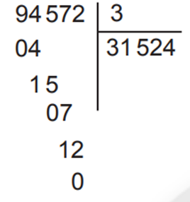 Viết vào chỗ chấm 94 572 : 3 = ?+ 9 chia 3 được viết 3 nhân 3 bằng; 9 trừ (ảnh 1)