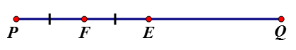 Cho đoạn thẳng PQ dài 12 đơn vị. Gọi E là trung điểm của đoạn thẳng PQ và F là trung điểm của đoạn thẳng PE.  (ảnh 1)