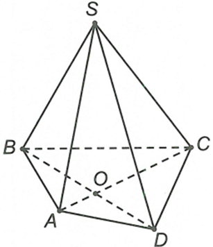 Cho hình chóp S.ABCD, gọi O là giao điểm của AC và BD. Giao tuyến của hai mặt phẳng (SAD) và (SBC) là đường thẳng (ảnh 1)
