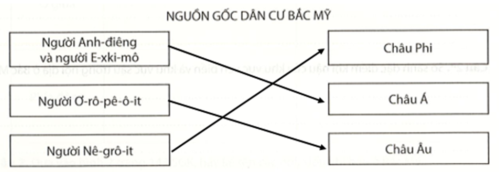 Nối ô bên trái với ô bên phải sao cho phù hợp. Nguofn gốc dân cư Bắc Mỹ (ảnh 2)