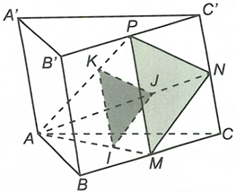 Cho hình lăng trụ ABC.A'B'C'. Gọi I, J, K lần lượt là trọng tâm tam giác ABC, ACC', AB'C'. Chứng minh (IJK)  // (BB'C) (ảnh 1)