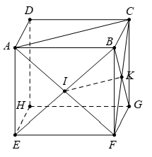 Cho hình hộp ABCDEFGH  Gọi  I là tâm của hình bình hành ABEF  và  K là tâm của hình bình hành BCGF  Khẳng định nào dưới đây là đúng? (ảnh 1)