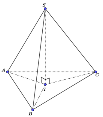 Cho hình chóp SABC có SA=SB=SC  Gọi  I  là hình chiếu vuông góc của S  lên mặt phẳng (ABC)  Chọn khẳng định đúng trong các khẳng định sau. (ảnh 1)