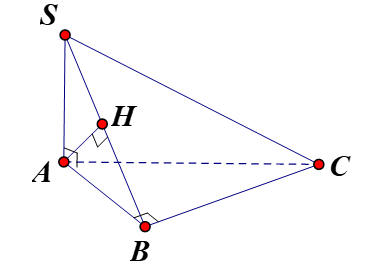 Cho hình chóp SABC có  SA vuông góc (ABC) và AB vuông góc BC. H là hình chiếu vuông góc của A  lên SB . Khẳng định nào sau đây là đúng?  (ảnh 1)