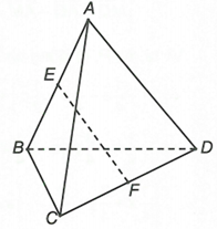 Cho tứ diện ABCD. Gọi E, F lần lượt là trung điểm của AB, CD. Cho AB = 2a, CD = 2b, EF = 2c. Với M là một (ảnh 1)