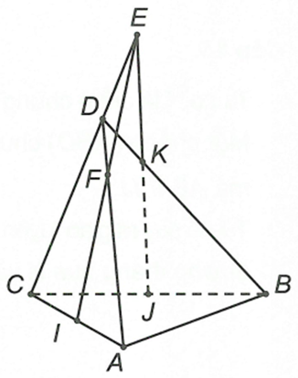 Cho tứ diện ABCD có I, J lần lượt là trung điểm AC, BC. Gọi K thuộc BD sao cho KD < KB.  (ảnh 1)