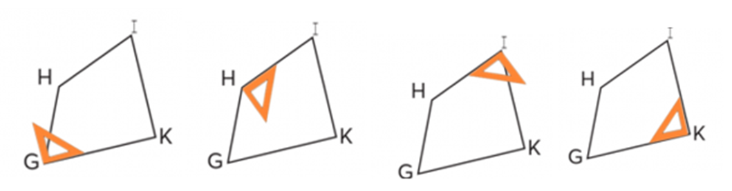 Dùng ê-ke kiểm tra để biết tứ giác HIKG có mấy góc vuông rồi viết theo mẫu (ảnh 3)