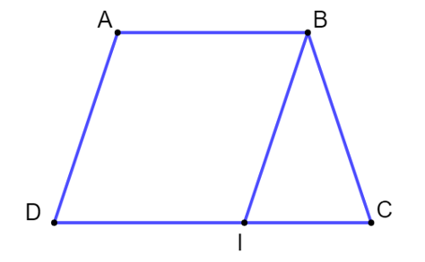 a) Hãy vẽ đường thẳng đi qua B và song song với cạnh AD, cắt cạnh DC tại I. (ảnh 2)